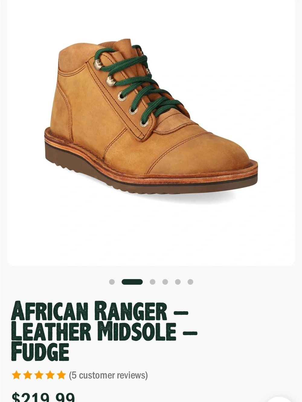 Men's Boots- AFRICAN RANGER - LEATHER MIDSOLE - Size 11 - Jim Green